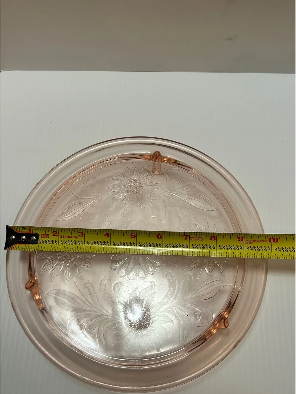 2 Jeanette Pink Depression Glass Footed Cake Plates Sunflower/Daisy